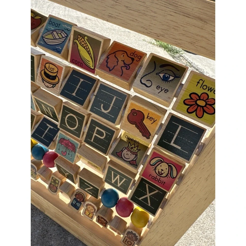 Wooden Alphabet Learning‎ Board Activity Toy ABC Blocks Montessori